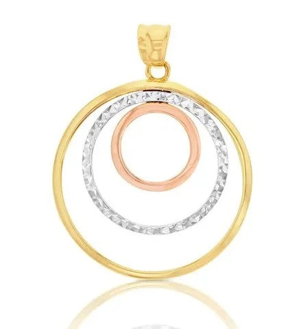 9ct Tri Tone Circle Pendant 22mm