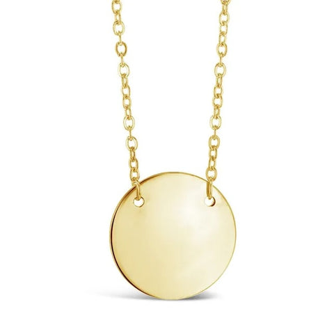 9ct Yellow Gold Round Disc On Chain