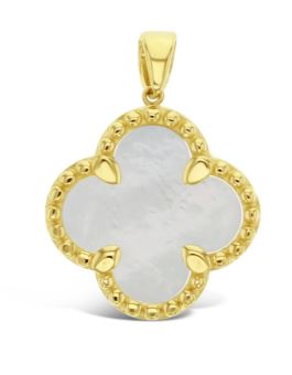 9ct Yellow Gold Mother Of Pearl Clover Shaped Pendant