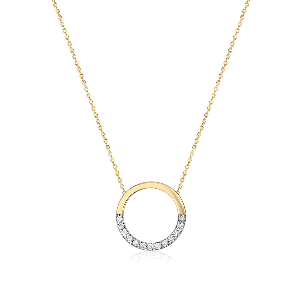 9ct Yellow Gold Circle Pendant With Cubic Zirconias