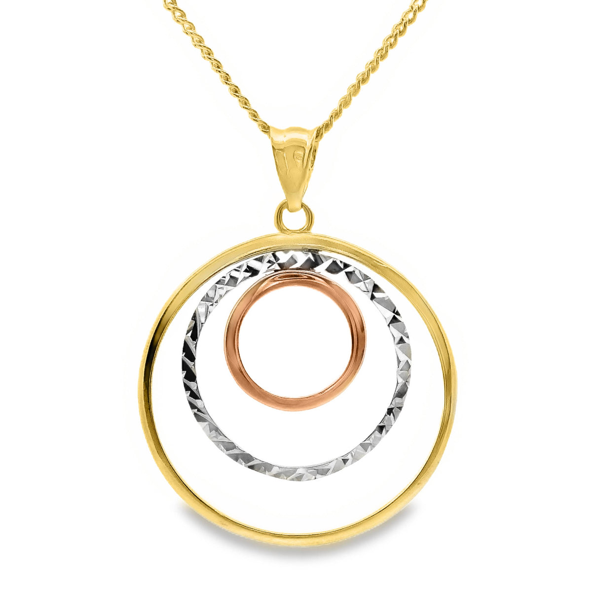 9ct Gold Tri Tone Circle Pendant