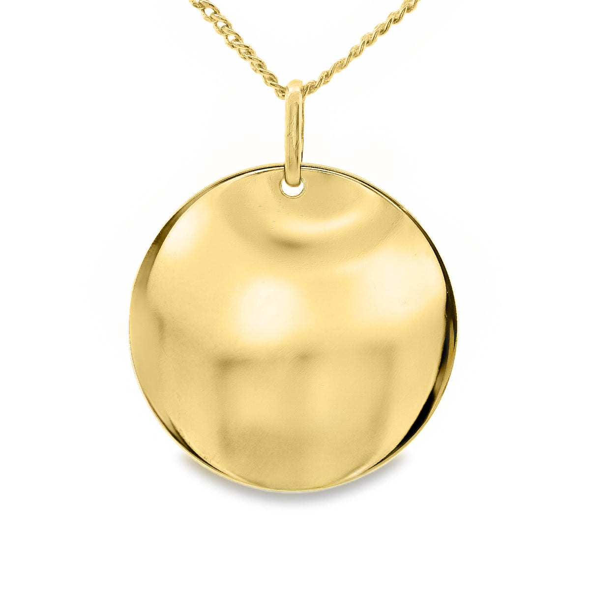 9ct Yellow Gold Engravable Disc Pendant 20mm