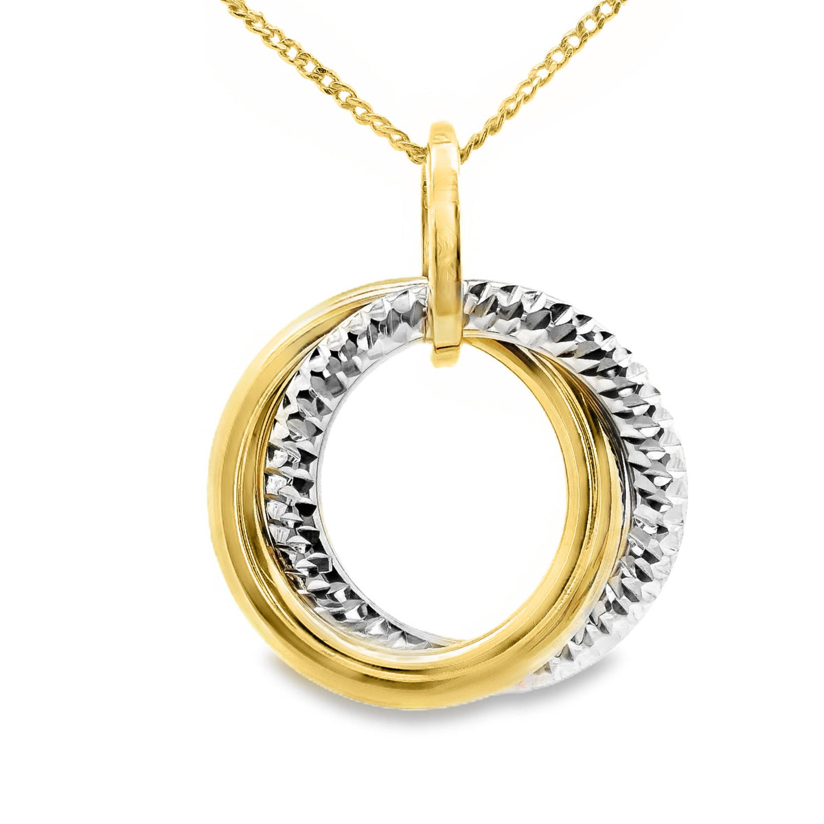 9ct Two Tone Intertwined Circle Pendant