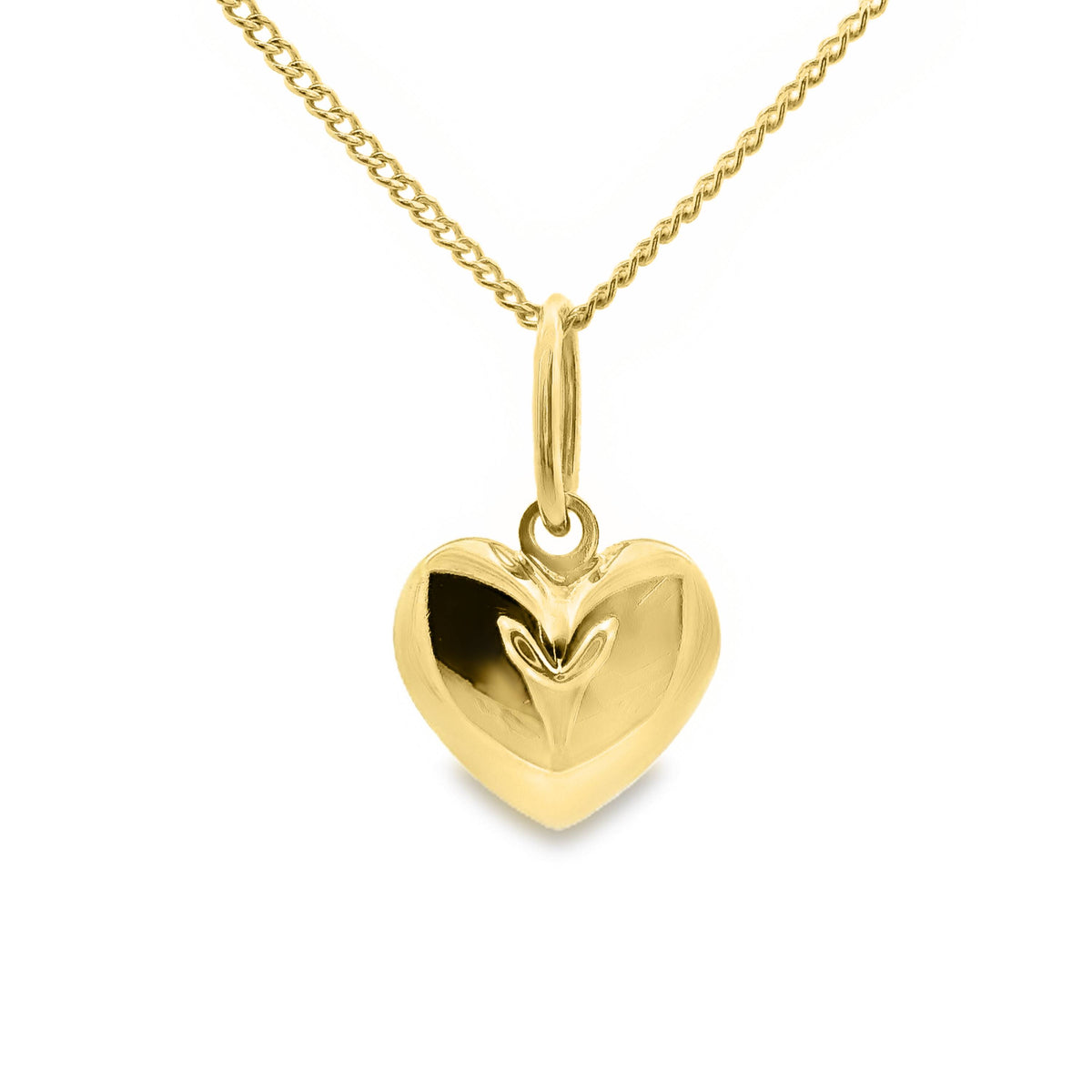 9ct Yellow Gold Small Puff Heart Pendant