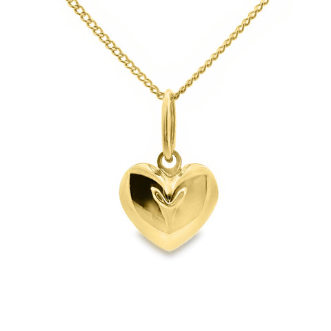9ct Yellow Gold Small Puff Heart Pendant