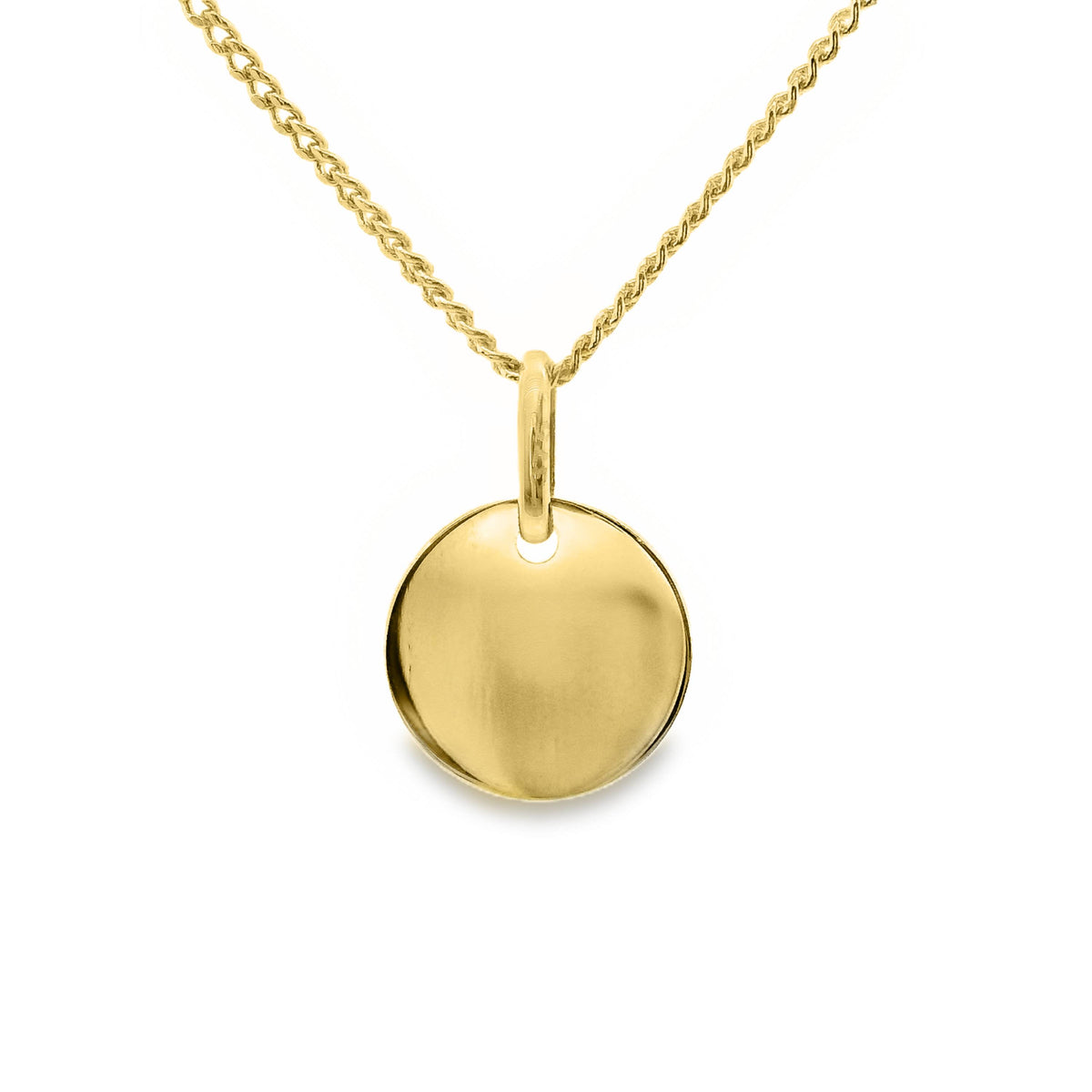 9ct Yellow Gold Engravable Disc Pendant 10mm