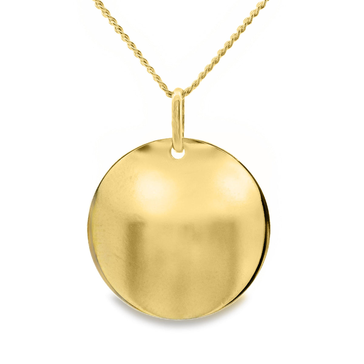 9ct Yellow Gold Engravable Disc Pendant 18mm