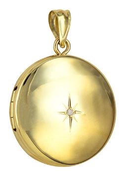 9ct Yellow Gold 20mm Diamond Set Round Locket
