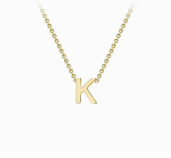 9ct Yellow Gold Mini Initial K Necklace