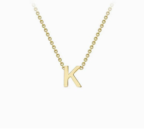 9ct Yellow Gold Mini Initial K Necklace