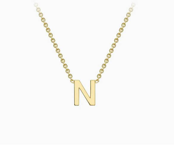 9ct Yellow Gold Mini Initial N Necklace