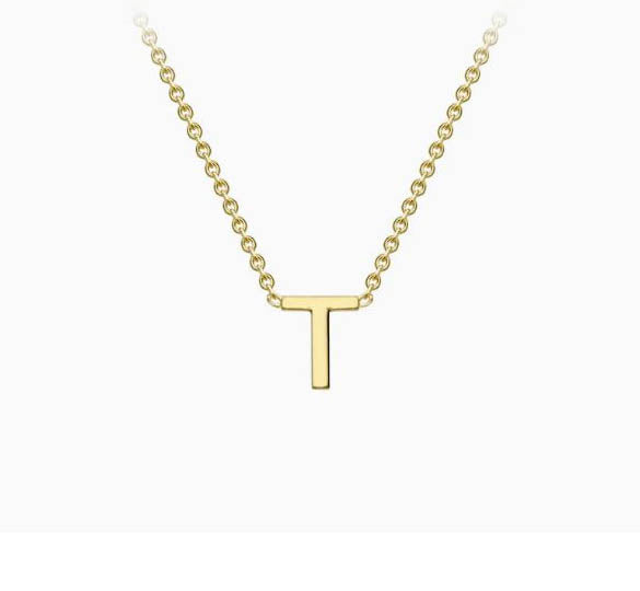 9ct Yellow Gold Mini Initial T Necklace