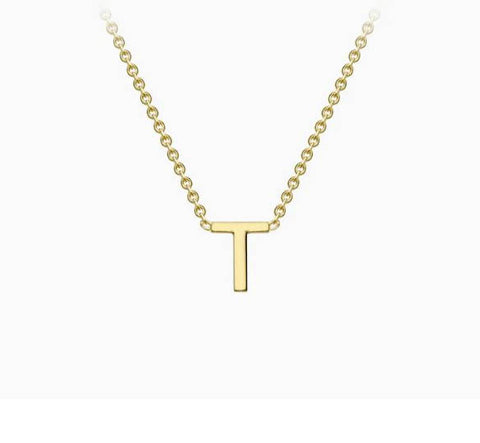 9ct Yellow Gold Mini Initial T Necklace