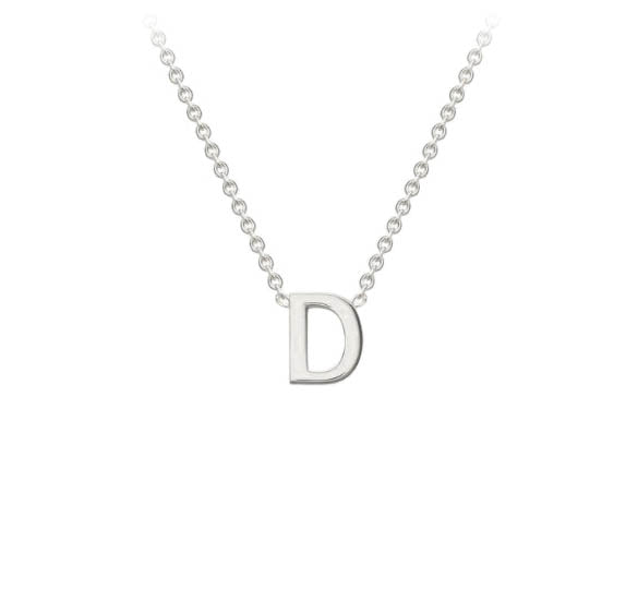 9ct White Gold Mini Initial D Necklace