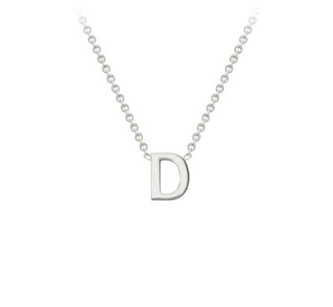 9ct White Gold Mini Initial D Necklace