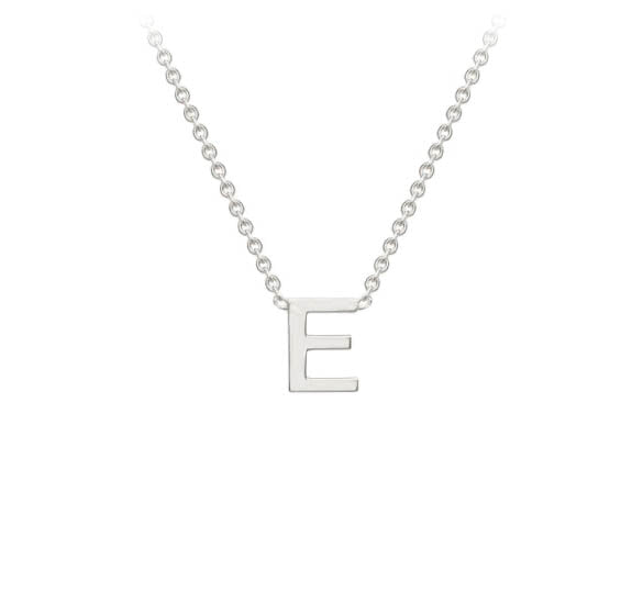9ct White Gold Mini Initial E Necklace