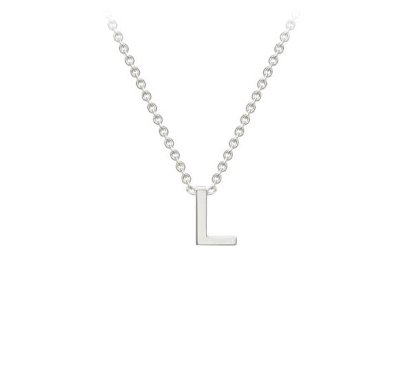 9ct White Gold Mini Initial L Necklace
