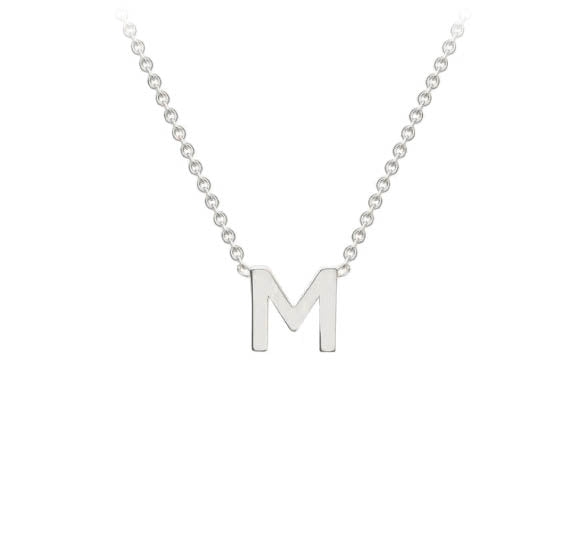 9ct White Gold Mini Initial M Necklace
