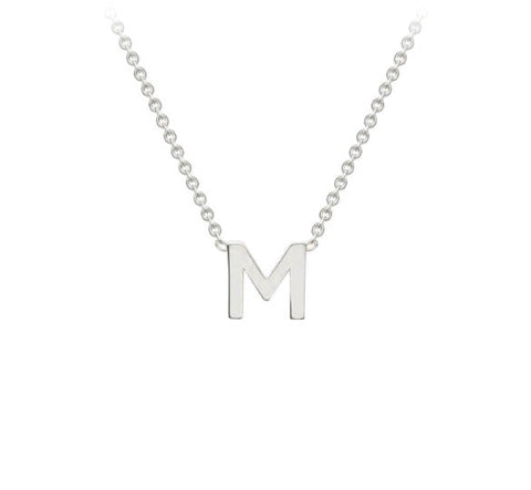 9ct White Gold Mini Initial M Necklace