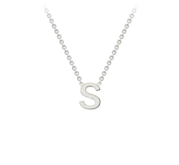 9ct White Gold Mini Initial S Necklace