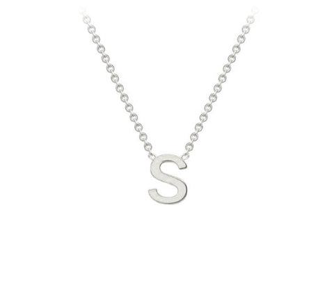 9ct White Gold Mini Initial S Necklace