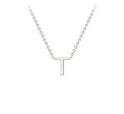9ct White Gold Mini Initial T Necklace