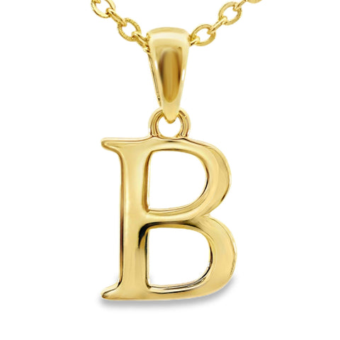 9ct Yellow Gold Initial B Pendant
