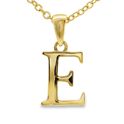 9ct Yellow Gold Initial E Pendant