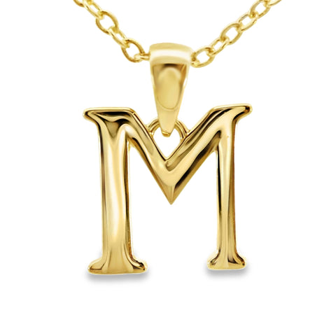 9ct Yellow Gold Initial M Pendant