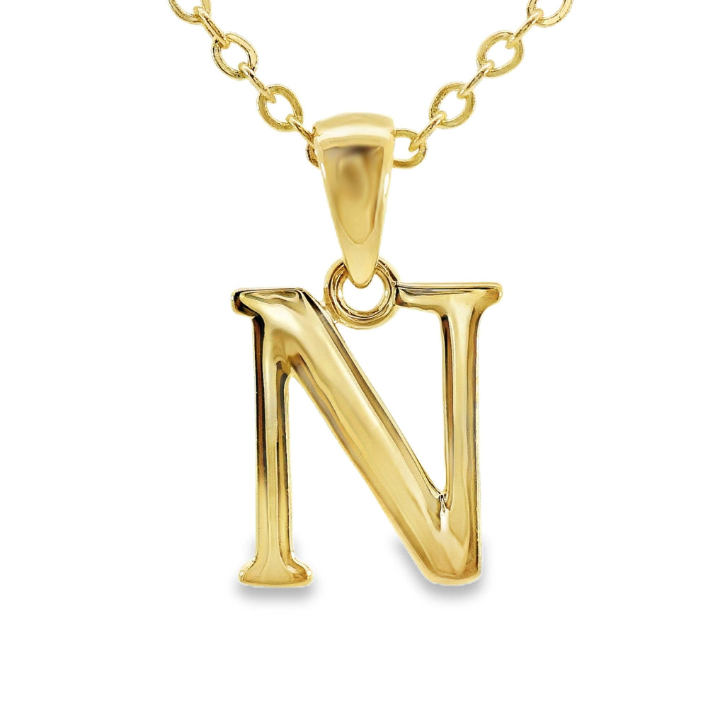 9ct Yellow Gold Initial N Pendant