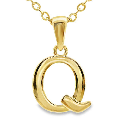 9ct Yellow Gold Initial Q Pendant