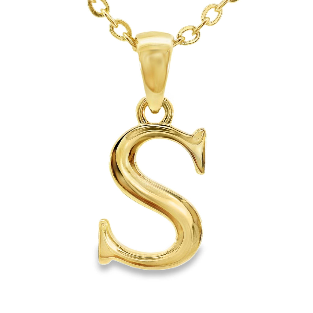 9ct Yellow Gold Initial S Pendant