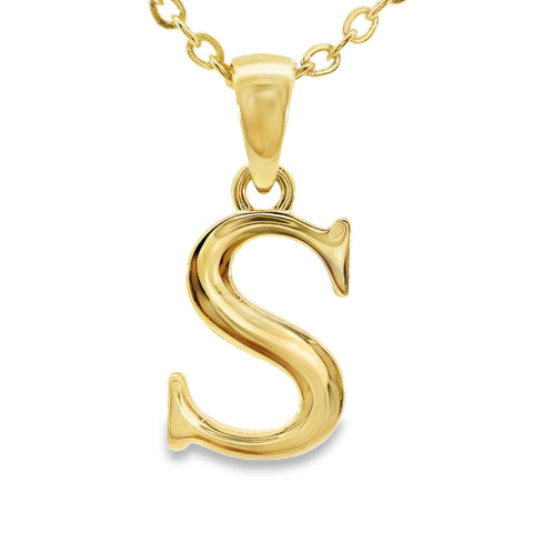 9ct Yellow Gold Initial S Pendant