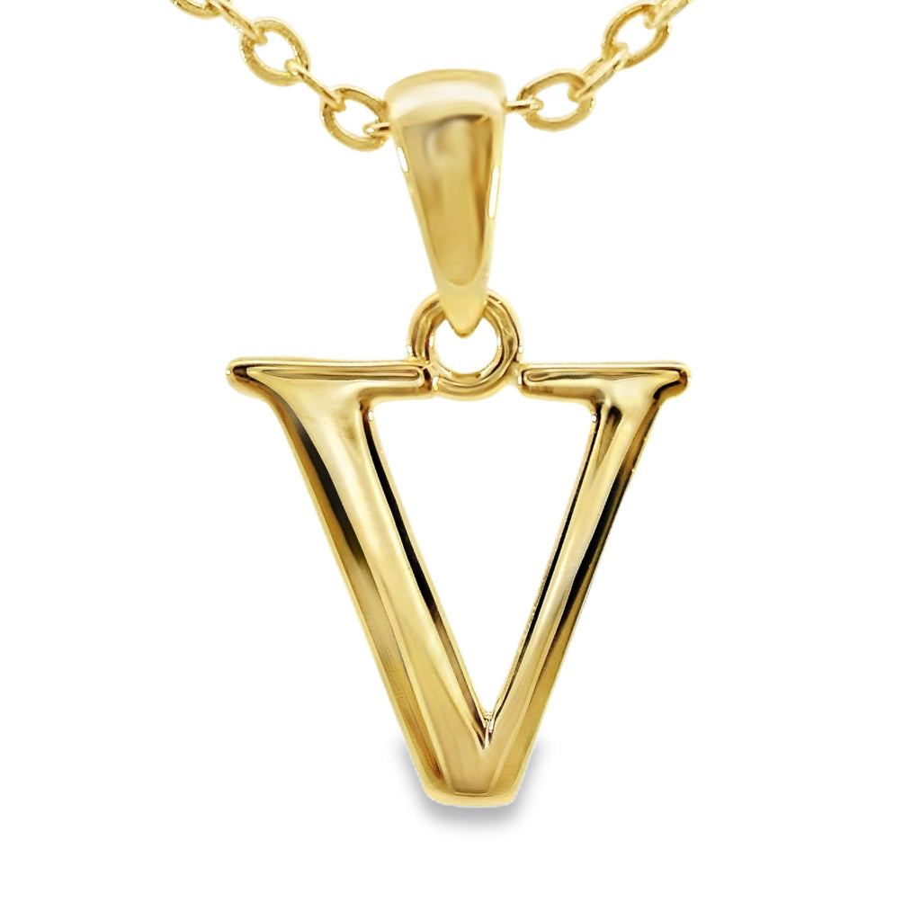 9ct Yellow Gold Initial V Pendant