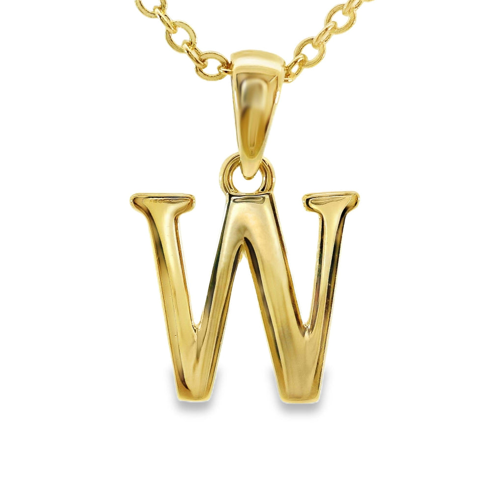 9ct Yellow Gold Initial W Pendant