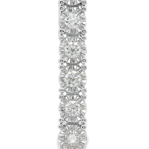 9ct White Gold Natural Diamond Flash Cut Illusion Set Bracelet 2.017ct TDW