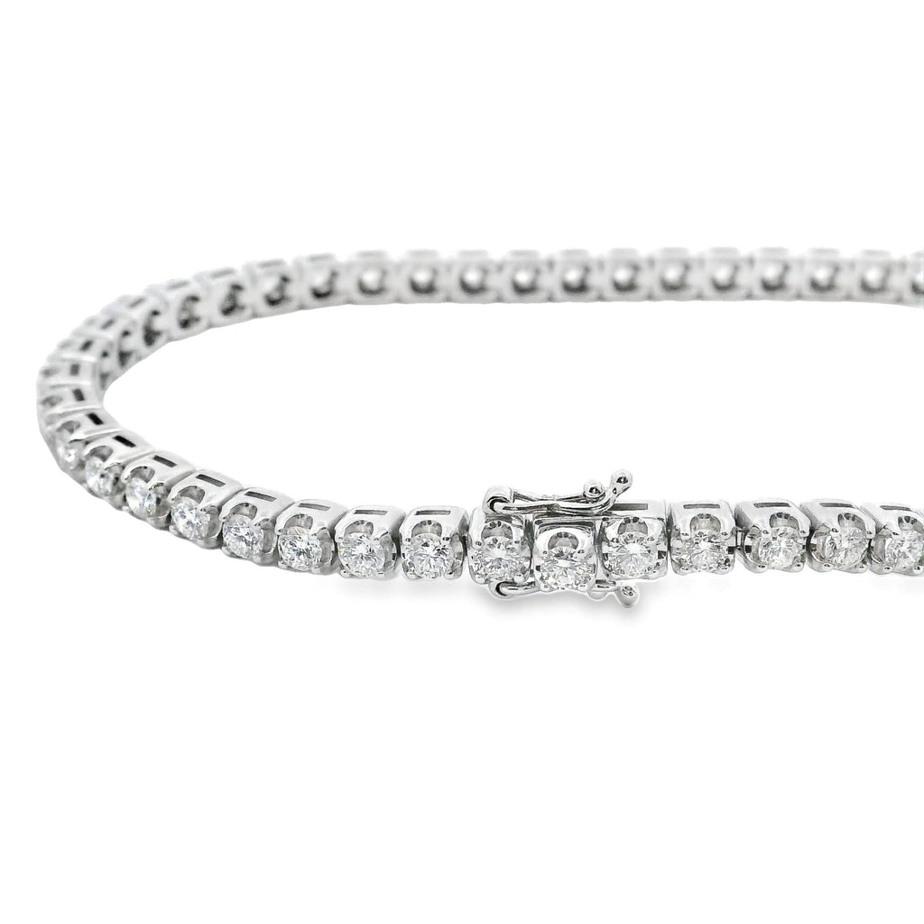 18ct White Gold Natural Diamond Tennis Bracelet 3.01ct TDW
