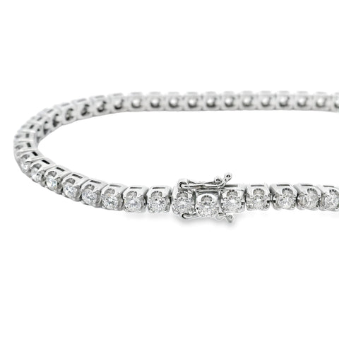 18ct White Gold Natural Diamond Tennis Bracelet 3.01ct TDW