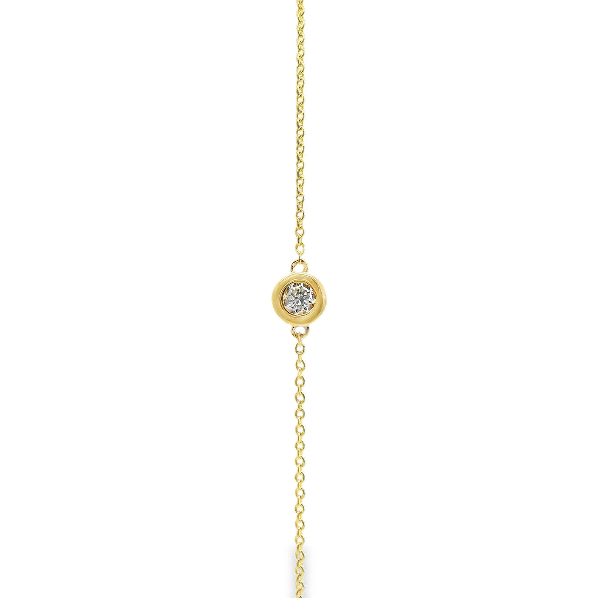 9ct Yellow Gold Bezel Set Natural Diamond Fine Chain Bracelet 0.08ct
