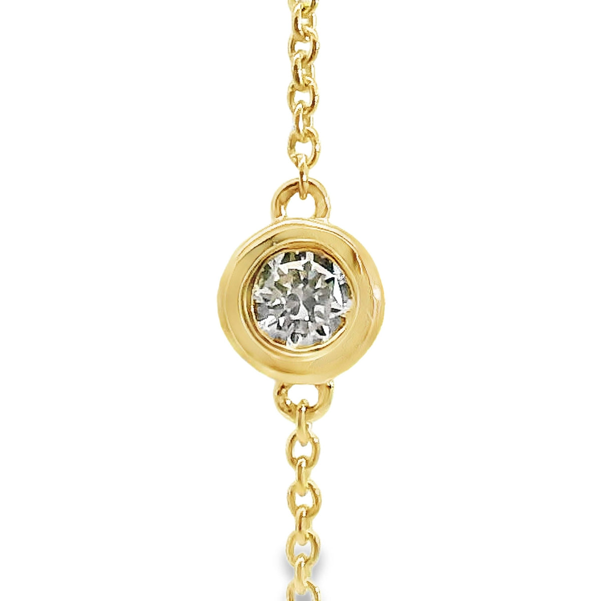 9ct Yellow Gold Bezel Set Natural Diamond Fine Chain Bracelet 0.08ct