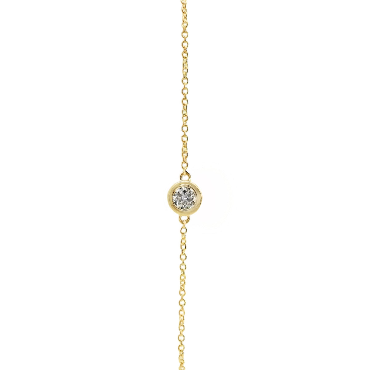9ct Yellow Gold Bezel Set Natural Diamond Fine Chain Bracelet 0.10ct