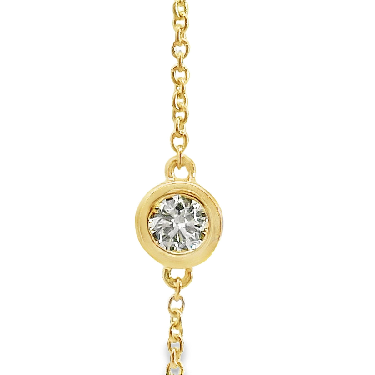 9ct Yellow Gold Bezel Set Natural Diamond Fine Chain Bracelet 0.10ct