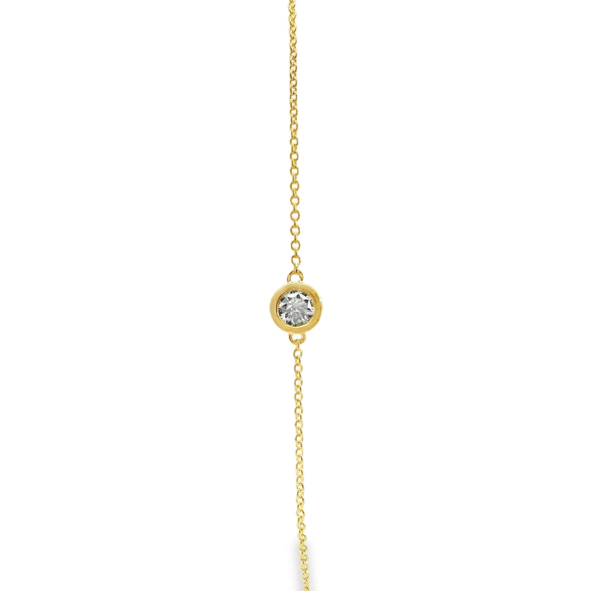 9ct Yellow Gold Bezel Set Natural Diamond Fine Chain Bracelet 0.12ct
