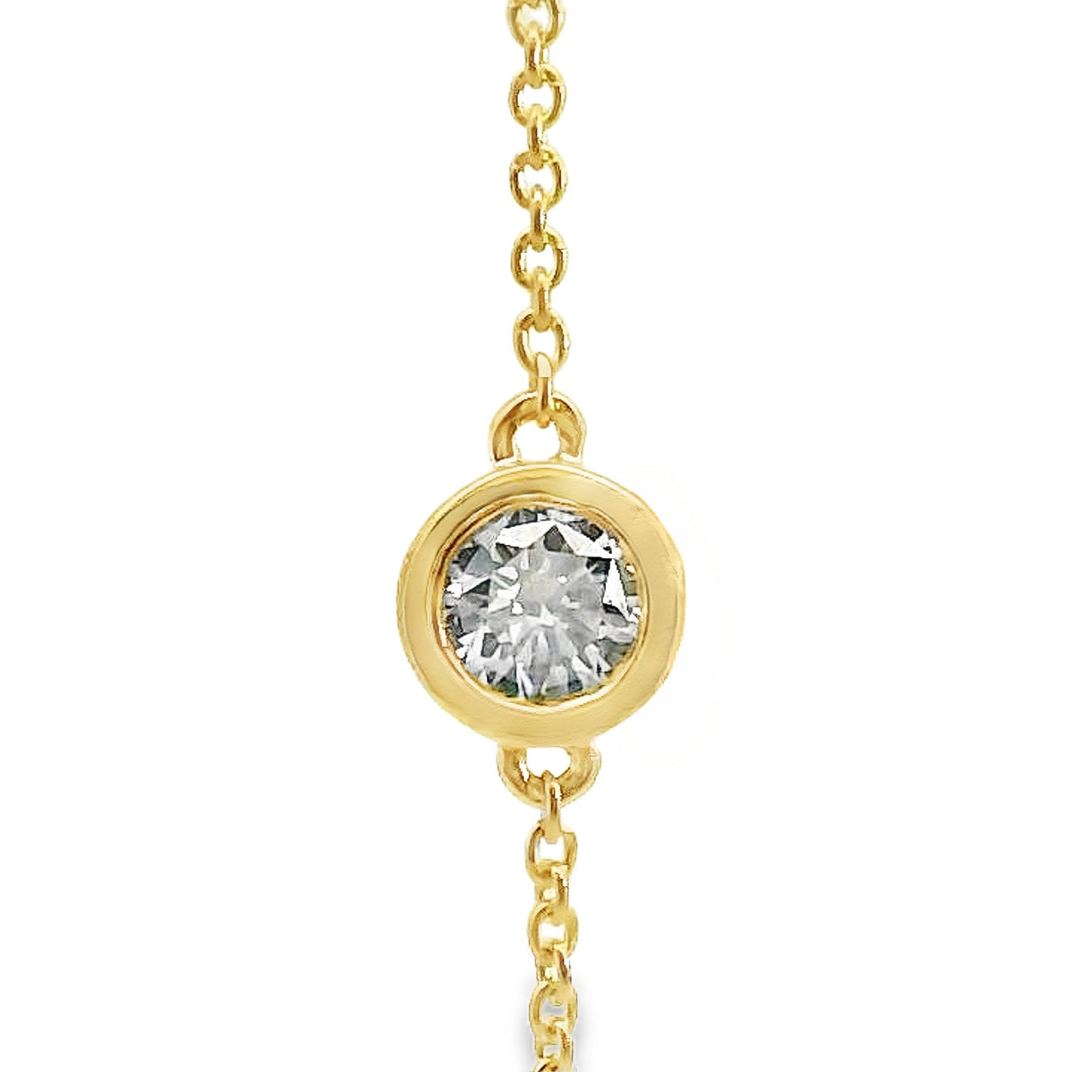 9ct Yellow Gold Bezel Set Natural Diamond Fine Chain Bracelet 0.12ct