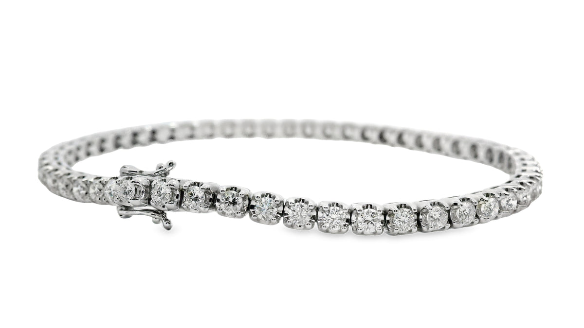 18ct White Gold Lab Grown Diamond Tennis Bracelet 3.00ct TDW