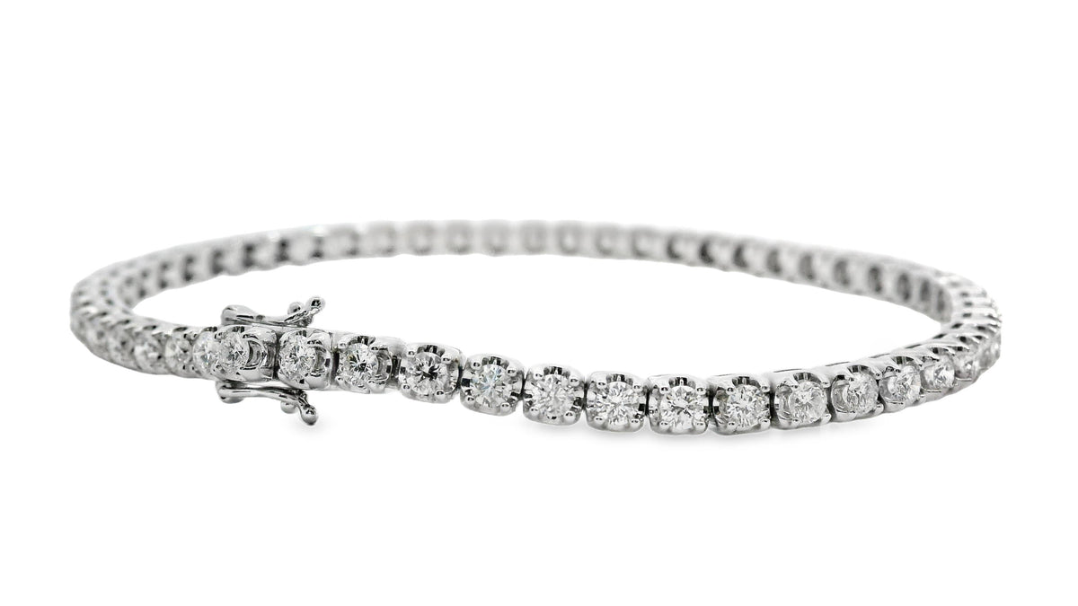18ct White Gold Lab Grown Diamond Tennis Bracelet 3.00ct TDW