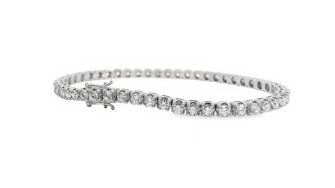 18ct White Gold Natural Diamond Tennis Bracelet 4.016ct TDW