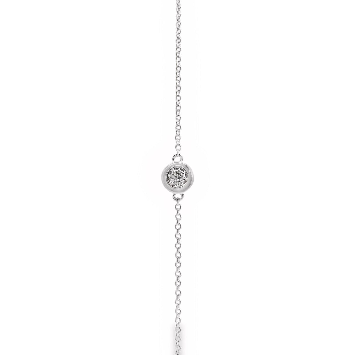 9ct White Gold Bezel Set Natural Diamond Fine Chain Bracelet 0.08ct