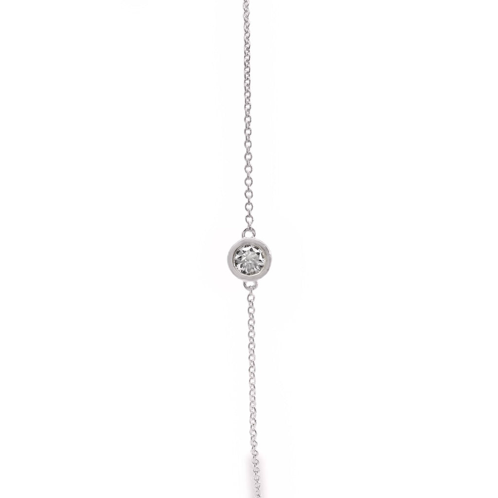 9ct White Gold Bezel Set Natural Diamond Fine Chain Bracelet 0.12ct