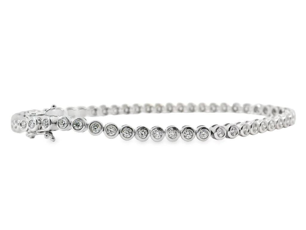 18ct White Gold Bezel Set Diamond Tennis Bracelet 1.51ct TDW
